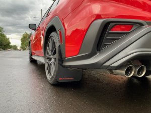 Subaru WRX Mud Flap Kit - Front + Rear - Rally Armor - UR Premium Urethane - Black/Red Logo - `22-`25 Subaru WRX Mud Flap Kit - Front + Rear - Rally Armor - UR Premium Urethane - Black/Red Logo - `22-`25
